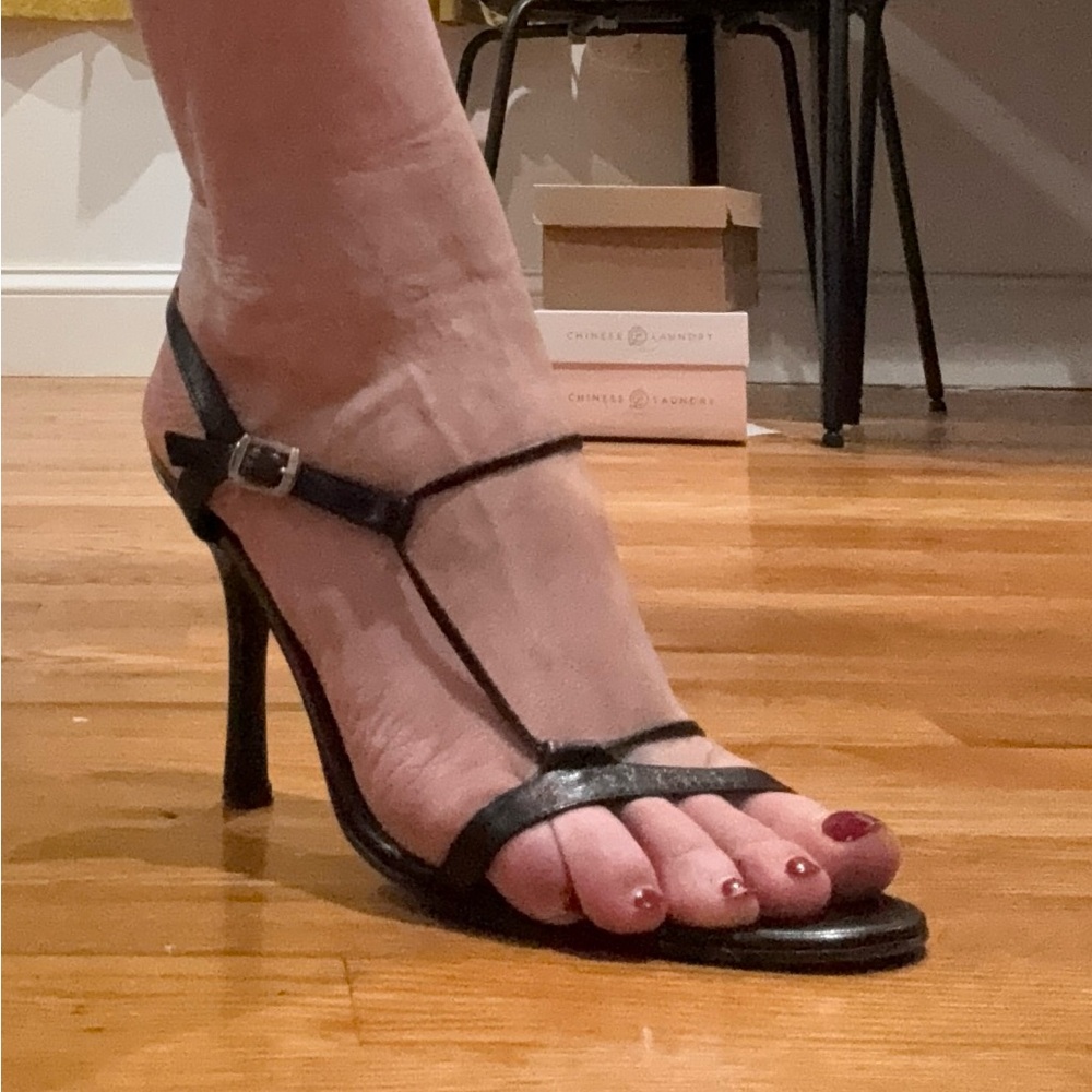 Via Spiga Black Strappy Heels